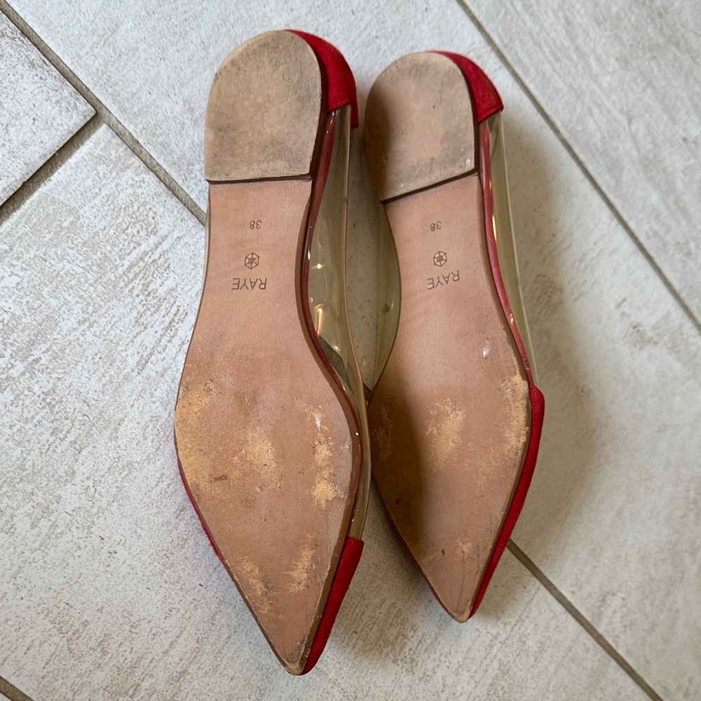 RAYE Red Suede Pointed Flats - Picture 5 of 8